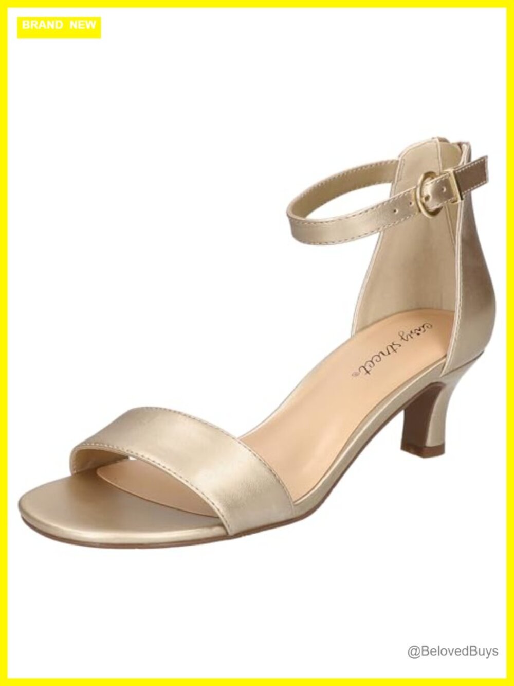 Kitten Heel Sandals Open Toe Ankle Strap Padded Insole Wedding Party